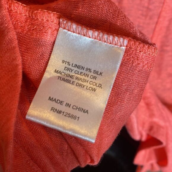 Brochu walker coral shirt dress semi sheer sleeve button tab P - Picture 5 of 7